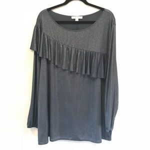 Sejour Metallic Ruffled Top Blue/Grey Nordstrom
